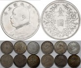 China: Lot 6 Münzen: 1 Dollar (Yuan) Präsident Yüan Shih-kai, Jahr 3 (1914, 5x), KM# Y 329, und Jahr 10 (1921, 1x), KM# Y329.6. Münzen aus 890/1000 Si...