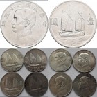 China: Lot 4 Münzen: 1 Dollar Jahr 23 (1934), Präsident Sun Yat Sen / Dschunke, KM# Y 345, 800/1000 Silber, Gewicht je 26,6 bis 26,8 g. Überwiegend se...