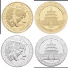 China - Volksrepublik: Set 2 Münzen 2004, 20 Jahre Industrial and Commercial Bank of China: 10 Yuan 1 OZ Silber + 100 Yuan 1/4 OZ (7,78 g 999/1000) Go...