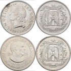 Dominikanische Republik: Lot 2 Stück, 1 Peso 1952 und 1 Peso 1955, KM# 22, 23, Stempelglanz.
 [taxed under margin system]