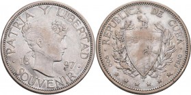 Kuba: 1 Peso 1897, SOUVENIR, KM XM 2, 22,17 g, kl. Kratzer, sehr schön.
 [taxed under margin system]