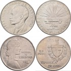 Kuba: Lot 4 Stück, Peso 1915, 1934, 1934, 1953, sehr schön-vorzüglich, vorzüglich, Stempelglanz.
 [taxed under margin system]