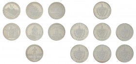 Kuba: Set 7 x 10 Pesos 1997 die 7 Weltwunder der Antike. KM# 593 - KM# 599. Jede Münze wiegt 15 g und ist aus 999/1000 Silber. Im Acryl Glas, polierte...