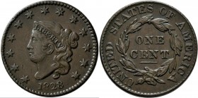 Vereinigte Staaten von Amerika: 1828 1c USA Large Cent N-11 VF/XF. A little removable verdigris in the devices and a few more contact marks on the obv...