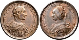 Frankreich: Lothringen: Bronze Suiten Medaille o.J., von Saint-Urbain, auf Gerard von Elsass und Hedwig von Namur. GERARDVS ALSATIVS D G DVX LOT ET MA...