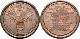 Frankreich: Lothringen: Bronze Suiten Medaille o.J., von Saint-Urbain, auf Hugo (Hugues) 867-895, Gründer der Dynastie der Herzöge von Lothringen. POT...