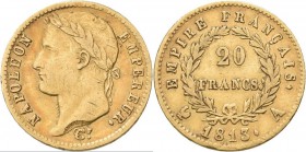 Frankreich: Napoleon I. 1804-1814: 20 Francs 1813 A, KM# 695.1, Friedberg 511. 6,40 g, 900/1000 Gold, schön - sehr schön.
 [plus 0 % VAT]