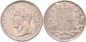 Frankreich: Charles X. 1824-1830: 5 Francs 1830 MA, Marseille, Gadoury 644, 24,81 g, sehr schön.
 [taxed under margin system]