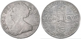 Großbritannien: Anne 1702-1714: Crown 1707, mit ”SEPTIMO” in der Randschrift, Davenport 1341, 29,77 g, fast sehr schön/sehr schön.
 [taxed under marg...