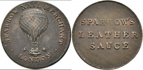 Großbritannien: Ballonfahrt: Bronze Token o. J. (1820), Sparrow Nail Merchant London / Sparrow´s Leather Sauce, 23,4 mm, 5,13 g, winz. Kratzer, vorzüg...