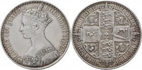Großbritannien: Victoria 1837-1901: Gothic Crown 1847, ANNO UNDECIMO, 28,27 g, Davenport 106, kleine Kratzer, gereinigt, sehr schön.
 [taxed under ma...