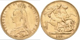 Großbritannien: Victoria 1837-1901: Sovereign 1890, KM# 767, Friedberg 392. 7,98 g, 917/1000 Gold, schön - sehr schön.
 [plus 0 % VAT]