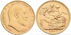 Großbritannien: Edward VII. 1901-1910: Sovereign 1907, KM# 805, Friedberg 400. 7,97 g, 917/1000 Gold. Kratzer, sehr schön.
 [plus 0 % VAT]