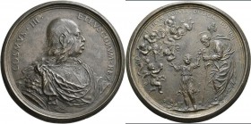 Italien: Toskana, Cosimmo III. de Medici 1670-1723: Bronzegussmedaille o.J. (um 1720) von Giacchino Fortini. COSMVS III ETRVSCORVM REX, Brustbild mit ...