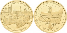 Deutschland: 100 Euro 2004 Bamberg (A - Berlin), in Originalkapsel und Etui, mit Zertifikat, Jaeger 509. 15,55 g (1/2 OZ), 999/1000 Gold. Stempelglanz...