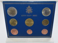 Vatikan: Johannes Paul II. 1978-2005: Kursmünzensatz 2002, 1 Cent bis 2 Euro, im Originalfolder (RS leicht befleckt), Auflage 65.000 Ex., stempelglanz...