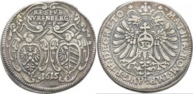 Altdeutschland und RDR bis 1800: Nürnberg: ½ Guldiner 1615, mit Titel Matthias II., vgl. Kellner 161, vgl. Slg. Erlanger 318, galvanoplastische Museum...