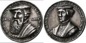 Altdeutschland und RDR bis 1800: Pfalz - Kurlinie Simmern Johann II. 1500-1557: Silbermedaille 1554 (unsign.) auf seinen 62. Geburtstag und seine zwei...