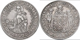 Altdeutschland und RDR bis 1800: Pommern unter Schweden, Christina 1637-1654: Reichstaler 1641, Stettin, 28,75 g, Ahlström 13 a, Davenport 4571, fast ...