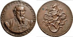 Haus Habsburg: Ferdinand I. 1521-1564: Bronzegussmedaille o.J. (um 1560), von. Joachim Deschler, auf Kilian Saner geb.1512, Administrator des Klosters...