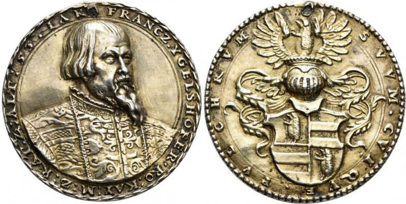 Haus Habsburg: Ferdinand I. 1521-1564: Silbergussmedaille o.J. (1553?) altvergol...