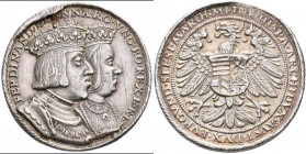 Haus Habsburg: Ferdinand I. 1521-1564: Silbermedaille 1536, unsigniert. Die gekrönten Brustbilder Ferdinands und seiner Gemahlin Anna von Ungarn neben...