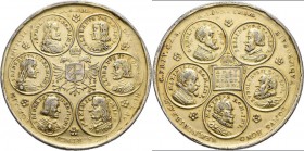 Haus Habsburg: Matthias 1612-1619: vergoldete Silbermedaille (Elf-Kaiser-Medaille) 1613, Stempel von C. Maler auf den Reichstag in Regensburg. Gekrönt...