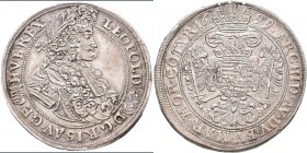 Haus Habsburg: Leopold I. 1657-1705: 1/2 Taler 1699 KB Kremnitz. Herinek 849. 14,31 g. Henkelspur?, gutes sehr schön.
 [plus 7 % import fees]
