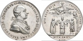 Haus Habsburg: Joseph II. 1765-1790: Judaica, Silber Medaille 1782 auf die Religionsfreiheit für Protestanten und Juden von Johann Christian Reich. IO...
