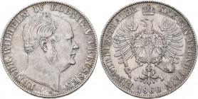 Preußen: Friedrich Wilhelm IV. 1840-1861: Vereinstaler 1860 A, AKS 78, Jaeger 84, 18,41 g. Sehr schön.
 [taxed under margin system]