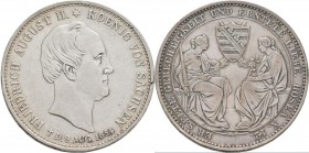 Sachsen: Friedrich August II. 1836-1854: Taler 1854 (Sterbetaler), AKS 117, Jaeger 94, Thun 329. Randfehler, Kratzer, sehr schön.
 [taxed under margi...