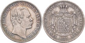Sachsen-Altenburg: Ernst I. 1853-1908, Vereinstaler 1858 F, AKS 61, Jaeger 113, 18,6 g. Sehr schön.
 [taxed under margin system]
