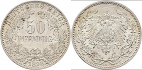 Umlaufmünzen 1 Pf. - 1 Mark: 50 Pfennig 1898 A, Jaeger 15, vorzüglich.
 [taxed under margin system]
