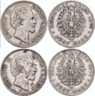 Bayern: Ludwig II. 1864-1886: Lot 2 Münzen: 5 Mark 1875 + 1876, Jaeger 42, schön - sehr schön.
 [taxed under margin system]