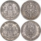 Hamburg: Freie und Hansestadt: Lot 2 Münzen: 2 Mark 1876, Jaeger 61, 5 Mark 1876, Jaeger 62. Schön - Sehr schön.
 [taxed under margin system]