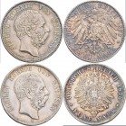 Sachsen: Albert 1873-1902, Lot 2 Münzen: 5 Mark 1876 E, Jaeger 122, schön-sehr schön, dazu 2 Mark 1899 E, Jaeger 124, sehr schön.
 [taxed under margi...