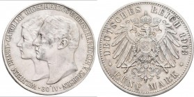 Sachsen-Weimar-Eisenach: Wilhelm Ernst 1901-1918: 5 Mark 1903 A, auf die Hochzeit, Jaeger 159, Kratzer, sehr schön.
 [taxed under margin system]