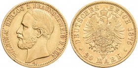 Braunschwein-Lüneburg: Wilhelm 1831-1884: 20 Mark 1875, Jaeger 203. 7,92 g, 900/1000 Gold, winz. Kratzer, sehr schön/sehr schön-vorzüglich.
 [taxed u...