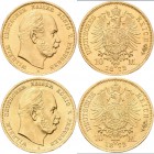 Preußen: Lot 2 Goldmünzen: Wilhelm I. 1861-1888: 2 x 10 Mark 1872 A, Jaeger 242. Jede Münze wiegt 3,98 g, 900/1000 Gold. Vorzüglich.
 [plus 0 % VAT]...