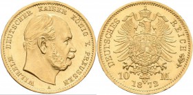 Preußen: Wilhelm I. 1861-1888: 10 Mark 1872 A, Jaeger 242. 3,98 g, 900/1000 Gold. Vorzüglich.
 [plus 0 % VAT]