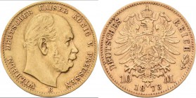 Preußen: Wilhelm I. 1861-1888: 10 Mark 1873 B, Jaeger 242. 3,92 g, 900/1000 Gold. Sehr schön.
 [plus 0 % VAT]