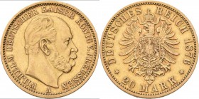 Preußen: Wilhelm I. 1861-1888: 20 Mark 1876 A, Jaeger 246. 7,93 g, 900/1000 Gold, sehr schön.
 [plus 0 % VAT]