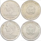 Weimarer Republik: Lot 2 Münzen: 3 Reichsmark 1929 A, Lessing, Jaeger 335, Kratzer, sehr schön + 5 Reichsmark 1929 A, Lessing, Jaeger 336, Kratzer, se...