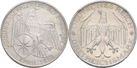 Weimarer Republik: 3 Reichsmark 1929 A, Waldeck, Jaeger 337, sehr schön - vorzüglich.
 [taxed under margin system]