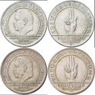 Weimarer Republik: Lot 2 Münzen: 3 Reichsmark 1929 F, Schwurhand, Jaeger 340 + 5 Reichsmark 1929 A, Schwurhand, Jaeger 341, beide sehr schön.
 [taxed...