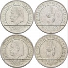 Weimarer Republik: Lot 2 Münzen: 3 Reichsmark 1929 G, Schwurhand, Jaeger 340, sehr schön + 5 Reichsmark 1929 A, Schwurhand, Jaeger 341, sehr schön.
 ...