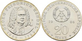 DDR: 20 Mark 1984, Georg Friedrich Händel, Jaeger 1595, vorzüglich-Stempelglanz.
 [taxed under margin system]