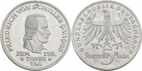 Bundesrepublik Deutschland 1948-2001: 5 DM 1955 F, Friedrich Schiller, Jaeger 389, kleine Kratzer, fast vorzüglich.
 [taxed under margin system]