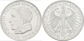 Bundesrepublik Deutschland 1948-2001: 5 DM 1957 J, Freiherr von Eichendorff, Jaeger 391, kleiner Randschlag, fast vorzüglich.
 [taxed under margin sy...