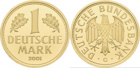Bundesrepublik Deutschland 1948-2001 - Goldmünzen: Goldmark 2001 D (München), Jaeger 481, in Originalkapsel, 999/1000 Gold, 12 g, Stempelglanz.
 [plu...